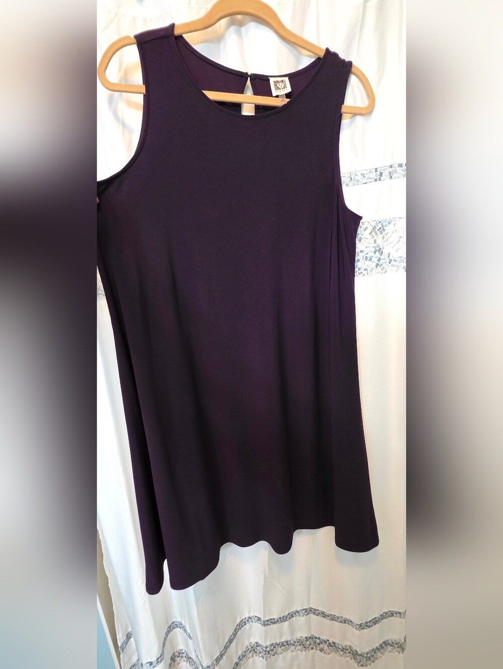 Anne Klein Dark Purple A-line Sleeveless Dress